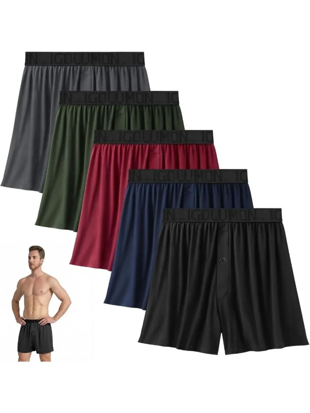 Ultra Soft Bamboo Rayon Boxer Shorts 5 Pack | Breathable, Tagless, Relaxed Fit